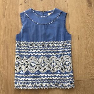 Tory Burch Embroidered Eyelet Sleeveless Top